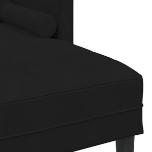 Divano a 3 posti con chaise longue a forma di L nero 160 cm in velluto