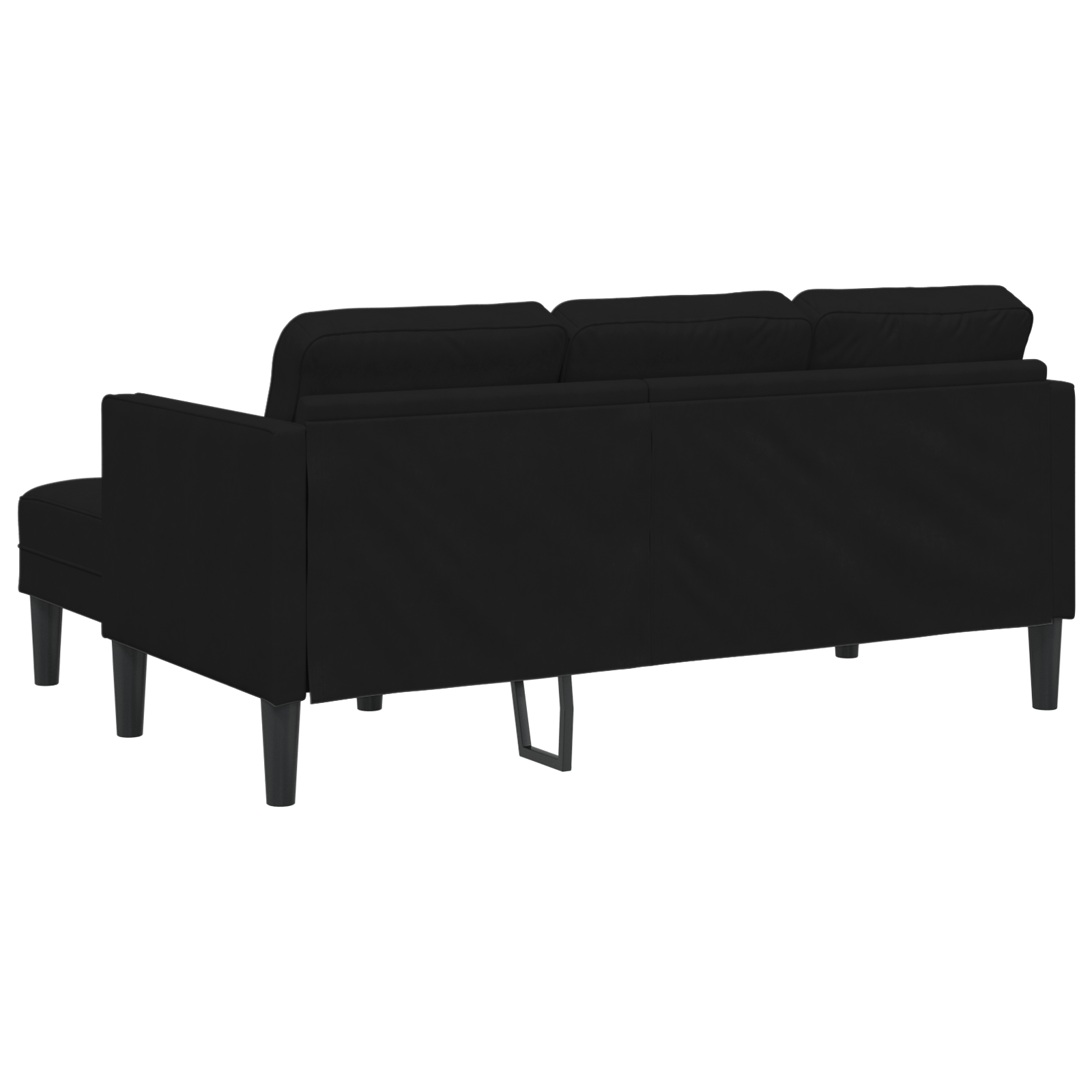 Divano a 3 posti con chaise longue a forma di L nero 160 cm in velluto