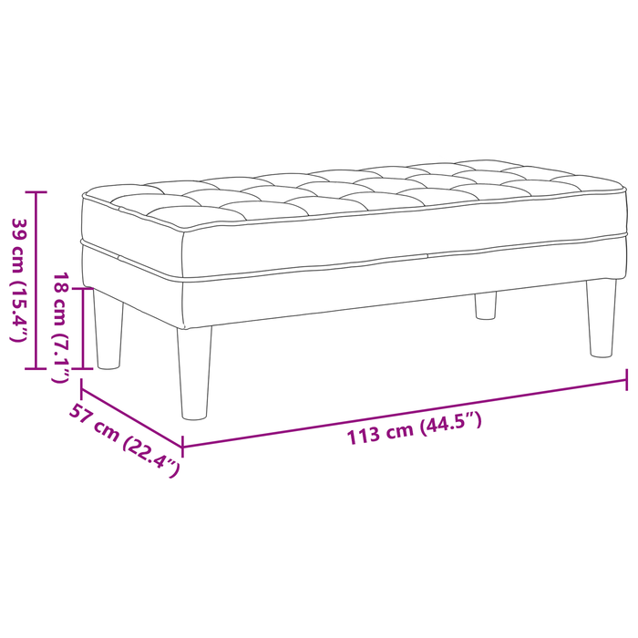 panchina  crema 113x57x39 cm tessuto