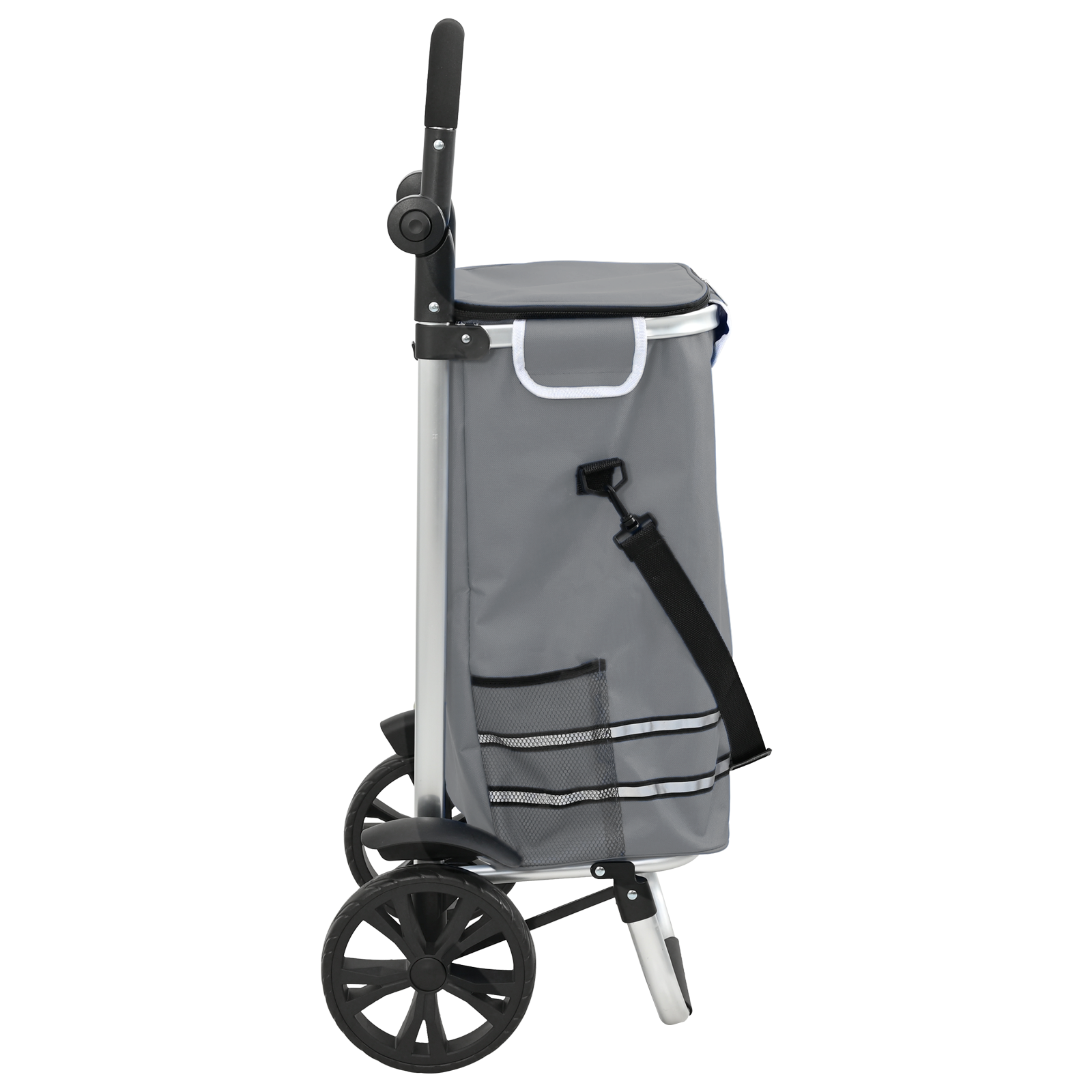 Carrello della spesa  con ruote e manico regolabile Grigio 40 L