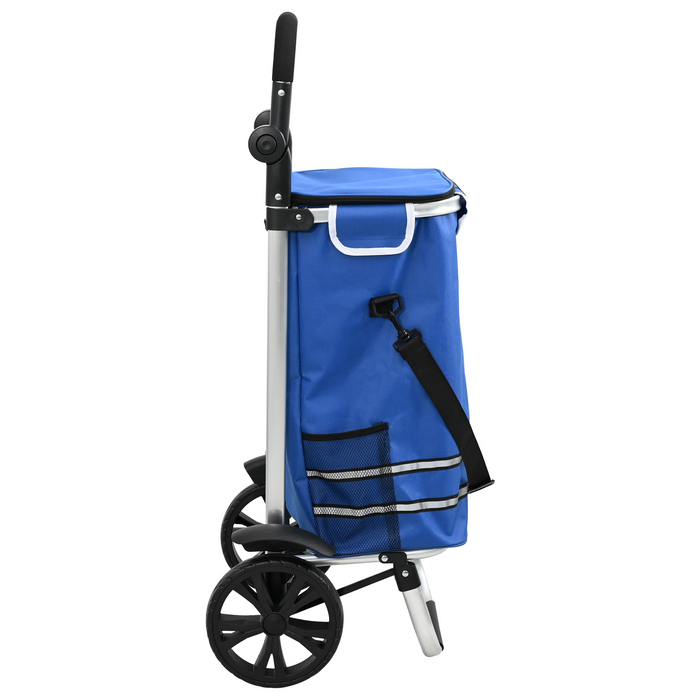 Carrello della spesa  con ruote e manico regolabile Blu 40 L