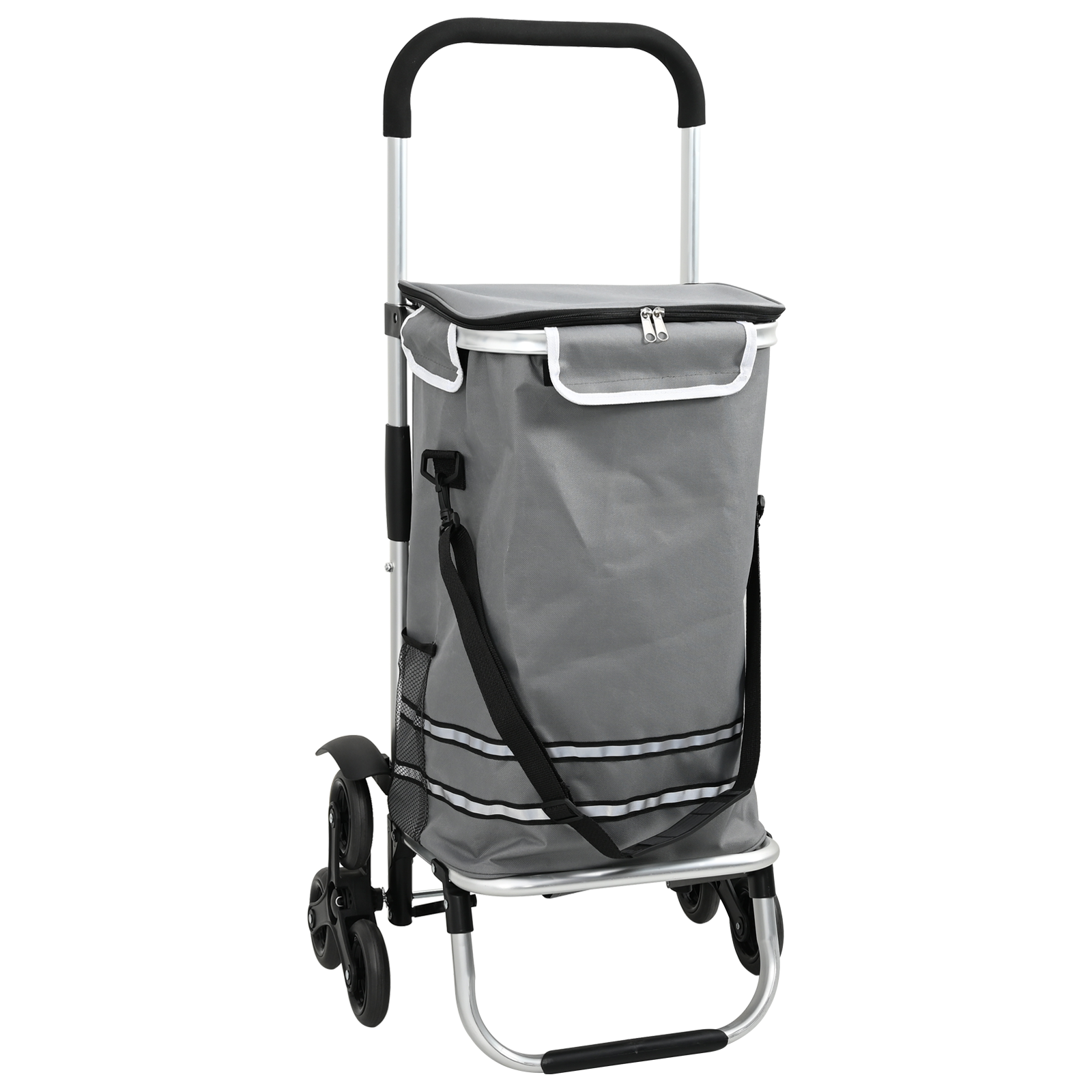 Carrello da shopping  con ruote e manico regolabile grigio 40 L