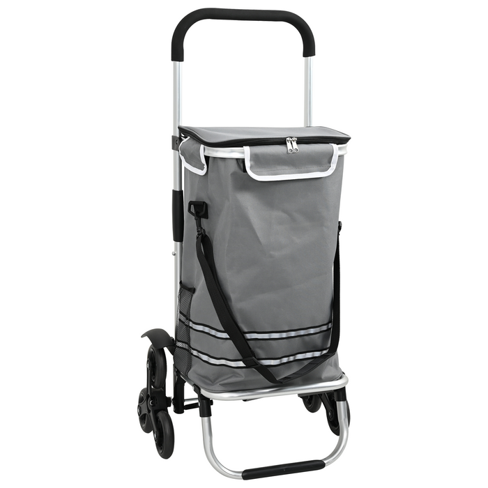 Carrello da shopping  con ruote e manico regolabile grigio 40 L