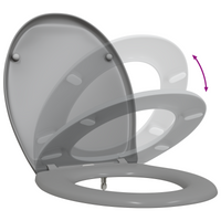 Sedile per WC a rilascio rapido con chiusura morbida in Duroplast Grigio