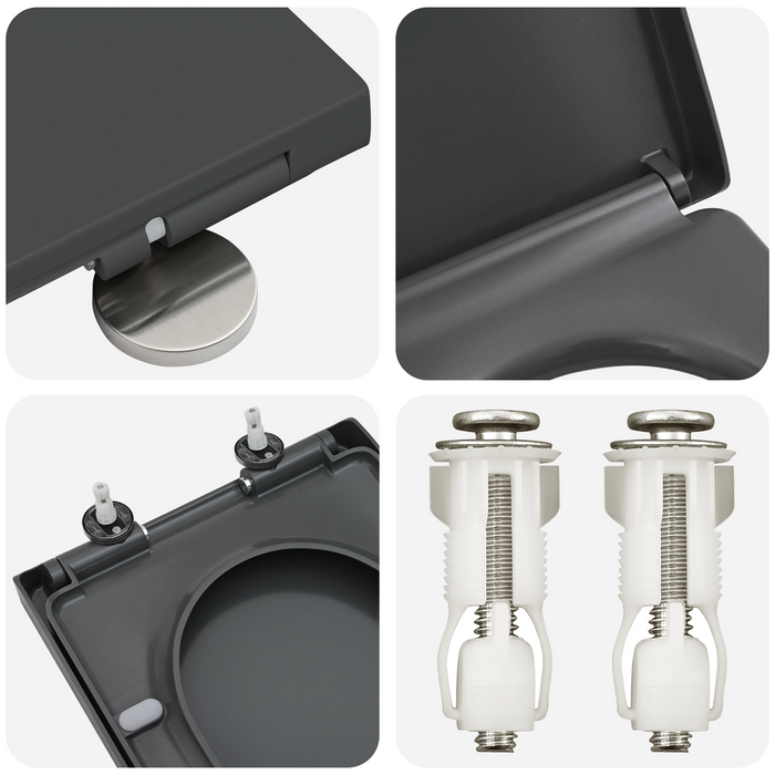 Toilette a rilascio rapido con chiusura morbida in Duroplast Antracite