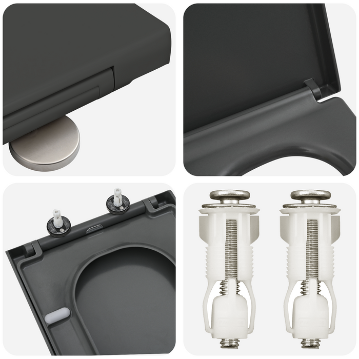 Sedile del WC a rilascio rapido con chiusura morbida in Duroplast Antracite