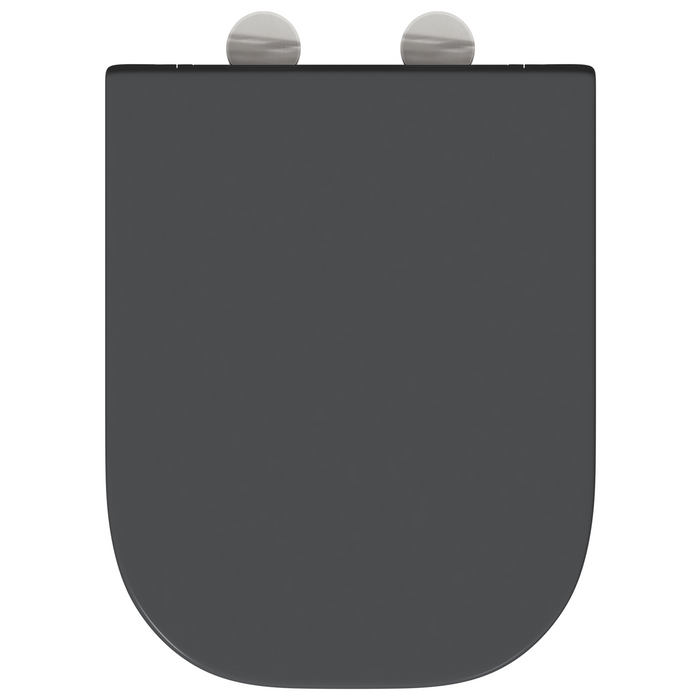 Sedile del WC a rilascio rapido con chiusura morbida in Duroplast Antracite