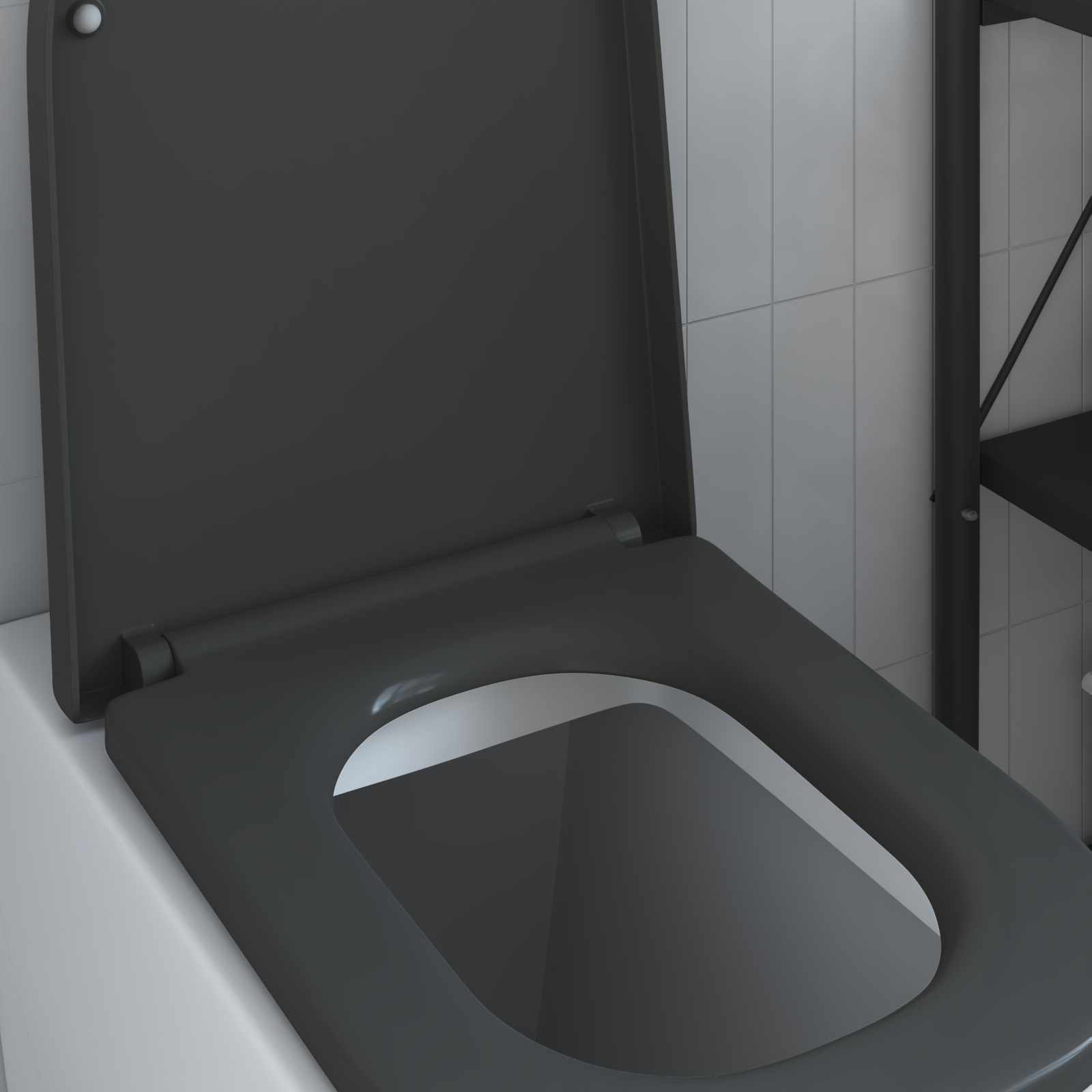 Sedile del WC a rilascio rapido con chiusura morbida in Duroplast Antracite