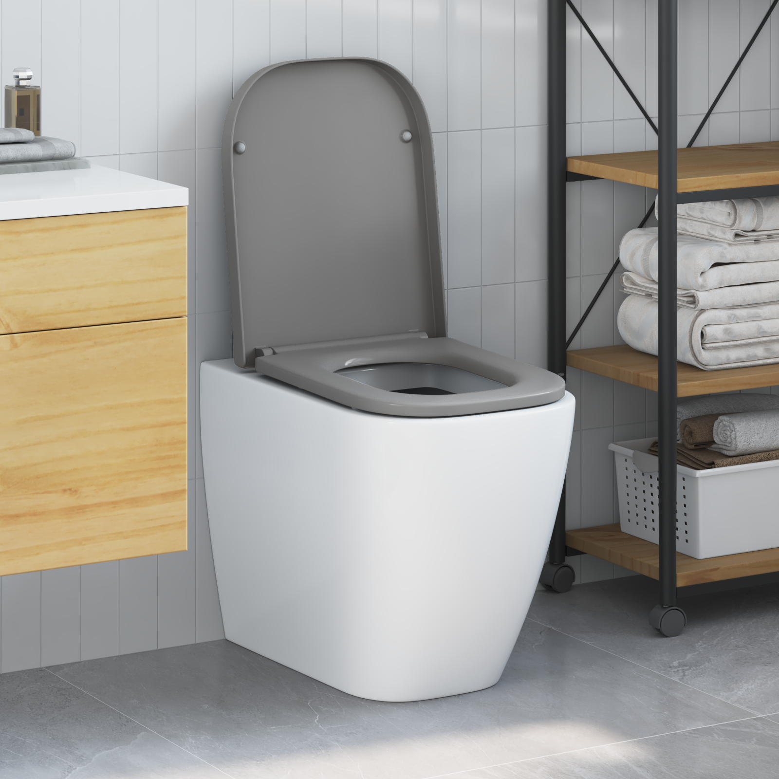 Sgabello per WC con chiusura morbida in Duroplast Grigio