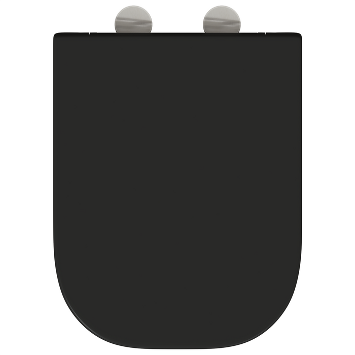 Sedile per WC con Rilascio Rapido e Chiusura Morbida in Duroplast Nero