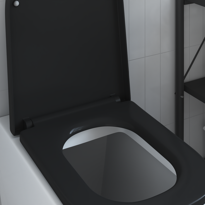 Sedile per WC con Rilascio Rapido e Chiusura Morbida in Duroplast Nero