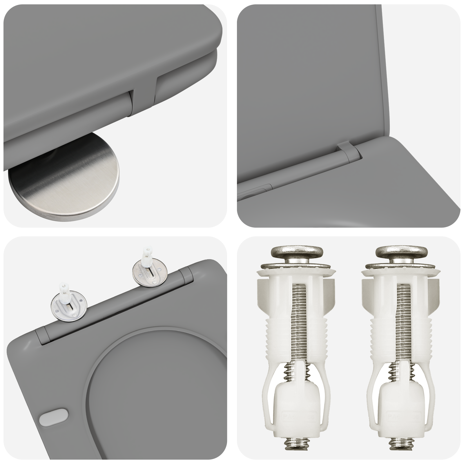 Sedile WC a sgancio rapido  con chiusura morbida in Duroplast Grigio