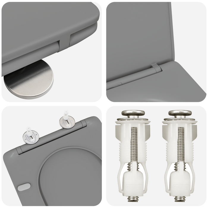 Sedile WC a sgancio rapido  con chiusura morbida in Duroplast Grigio