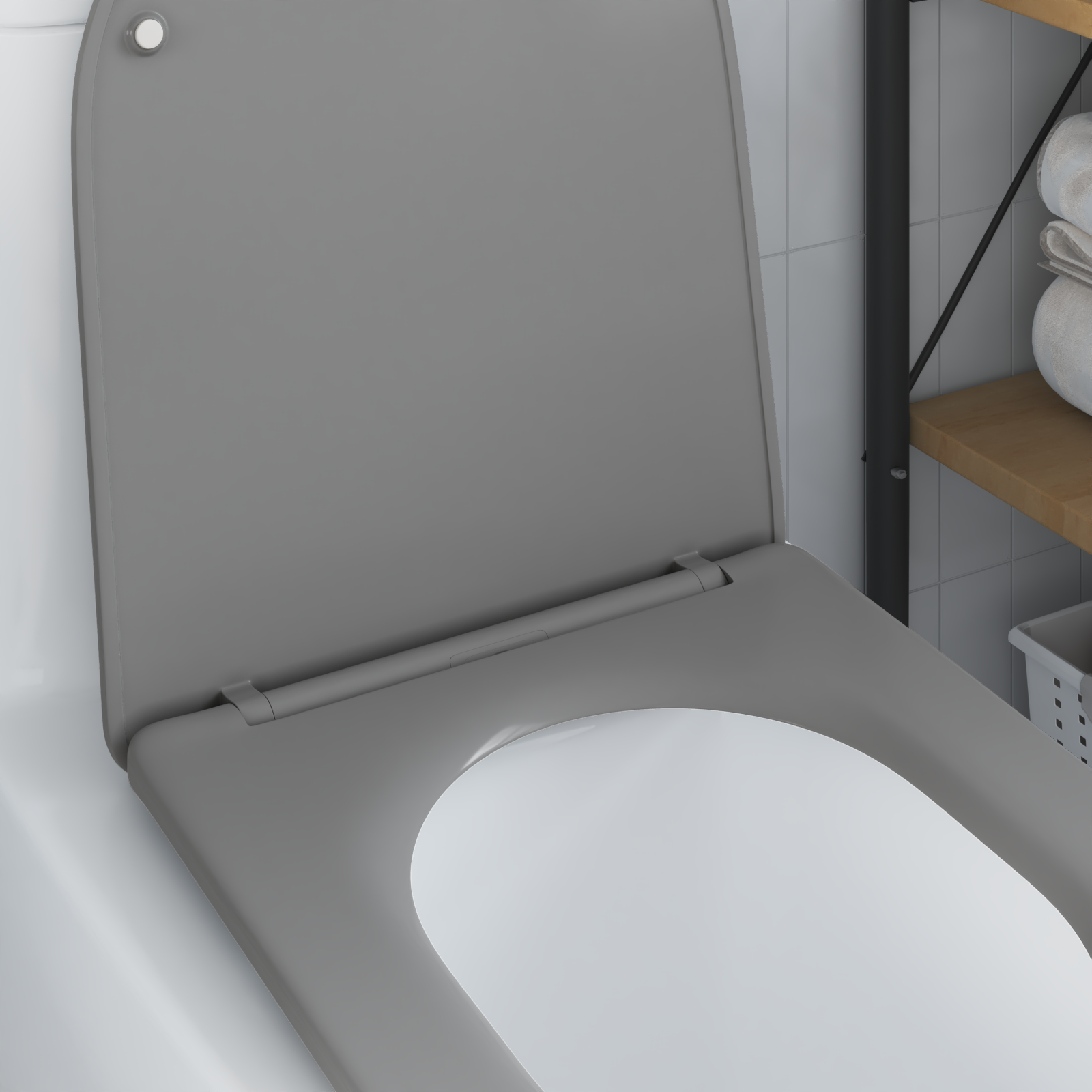 Sedile WC a sgancio rapido  con chiusura morbida in Duroplast Grigio
