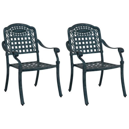 Sedia da giardino  2 pezzi Verde in alluminio pressofuso