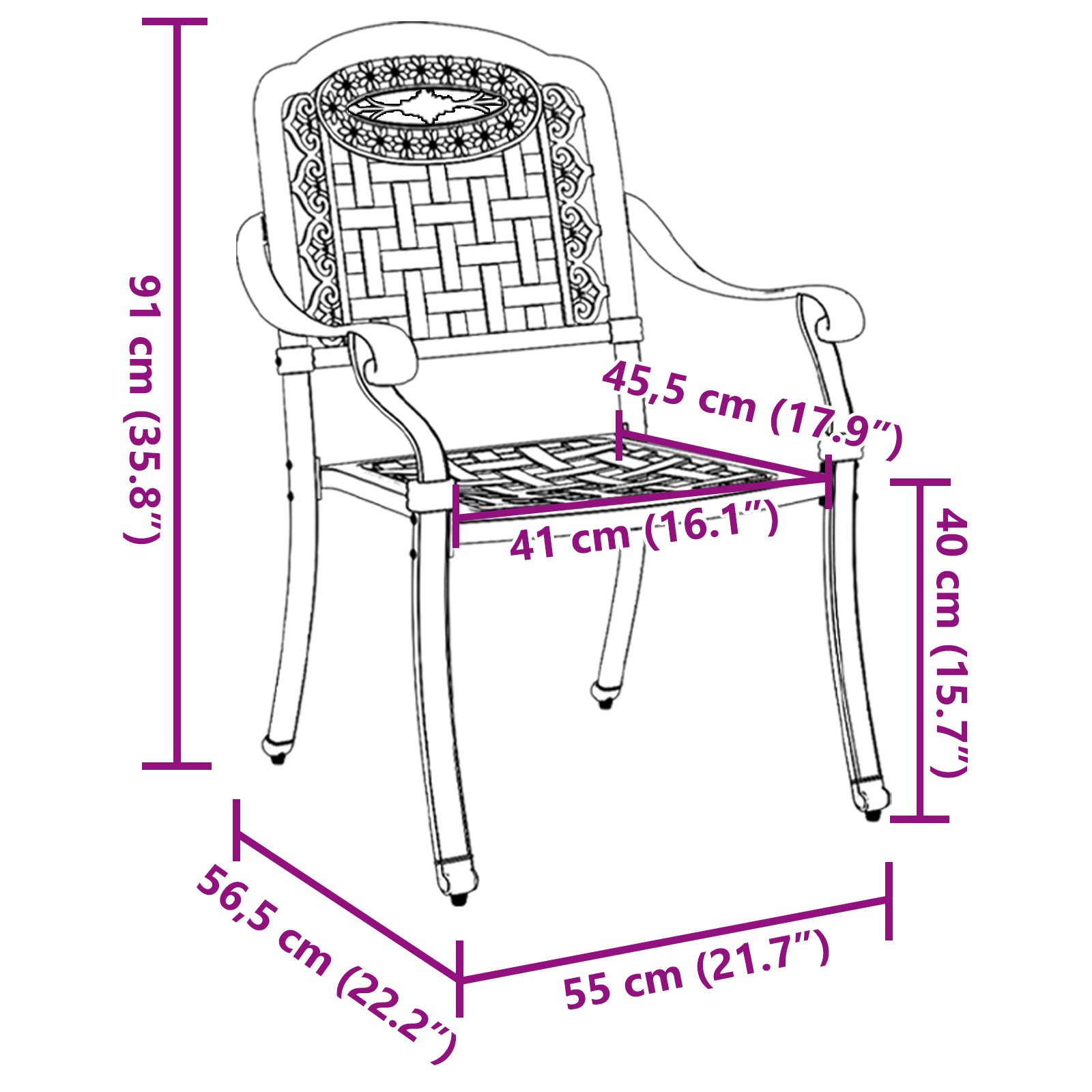 Sedia da giardino  2 pezzi Verde in alluminio pressofuso