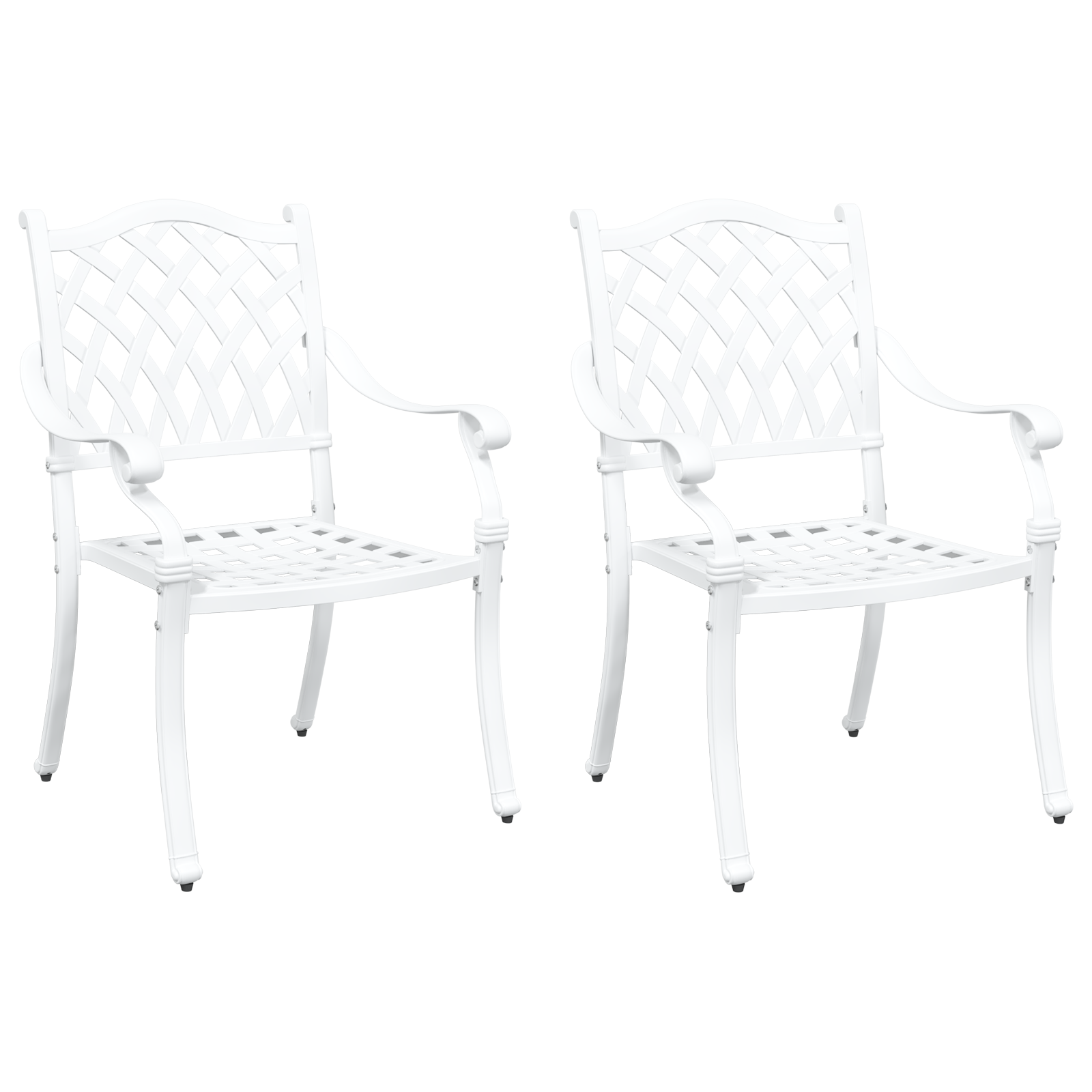 Sedia da giardino  2 pz bianca in alluminio pressofuso