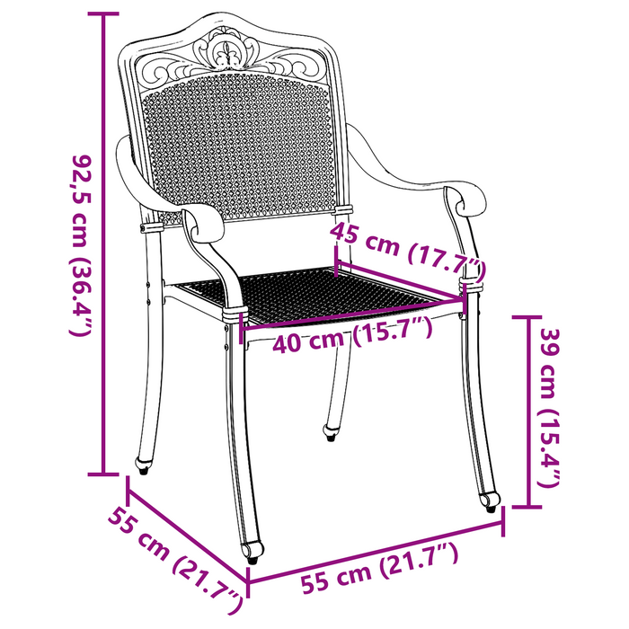 Sdraio da giardino  2 pcs in alluminio fuso bronzo