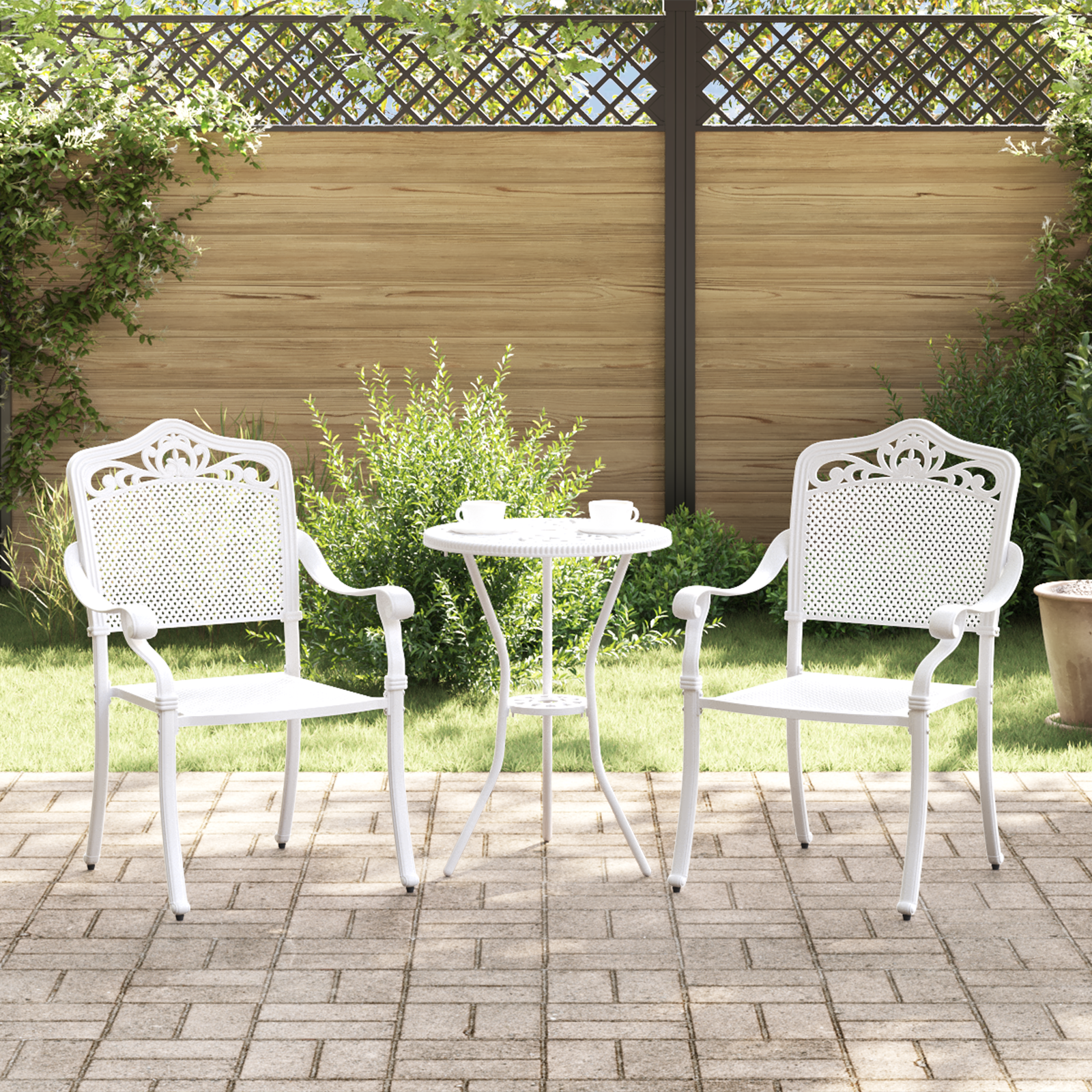 Set di 2 Poltrone da Giardino  in Alluminio Bianco