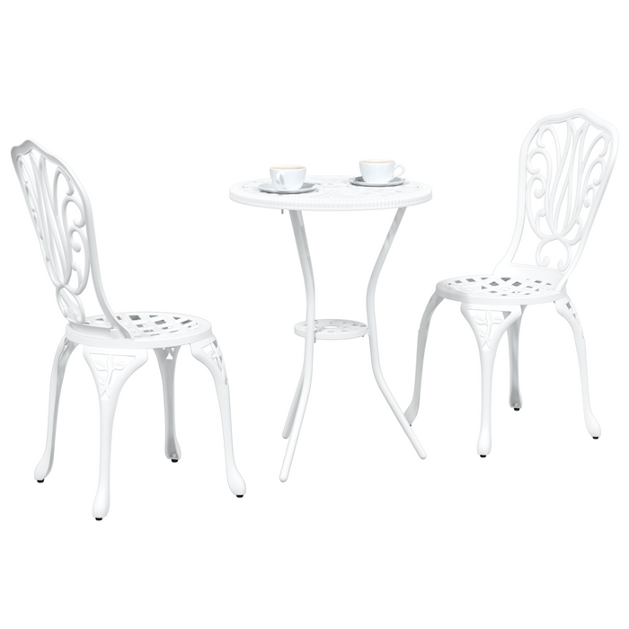 Set da Giardino Bistro 3 Pezzi  in Alluminio Bianco
