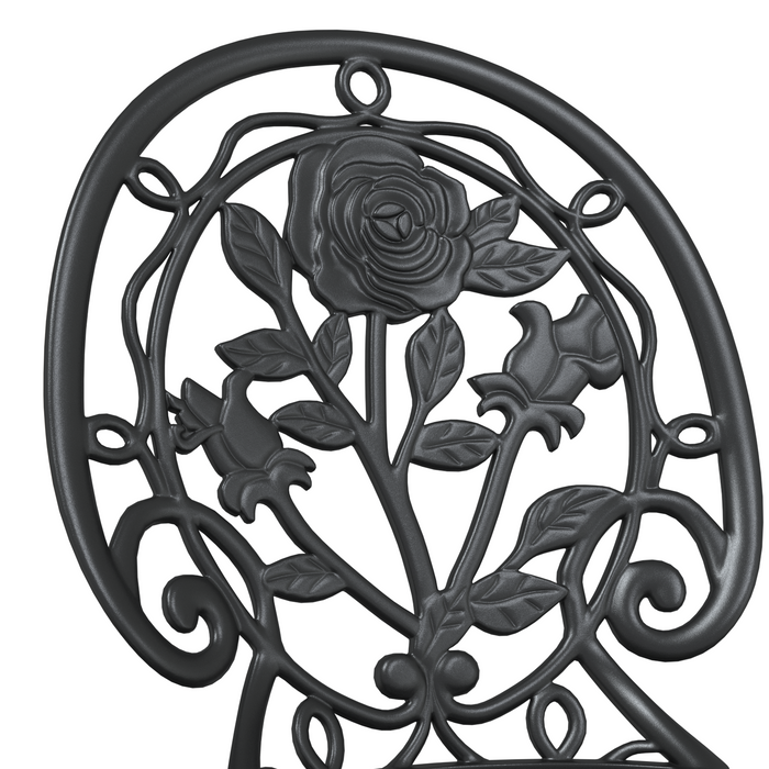 Set Bistro da Giardino 3 Pezzi in Alluminio Fuso Nero