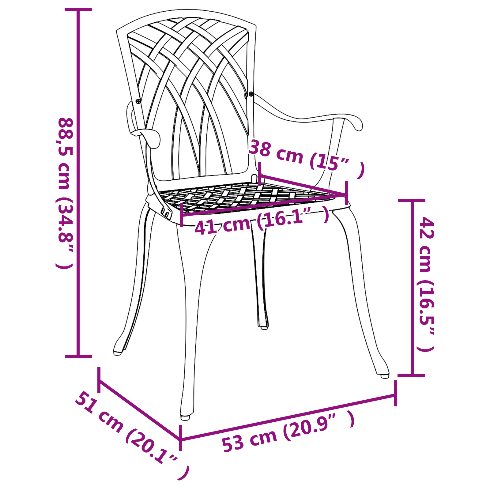 Sedie da giardino  2 pz in alluminio bianco