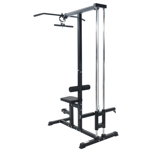 Macchina per Lat Pulldown con Sedia Regolabile 80 kg Caricabile in Acciaio