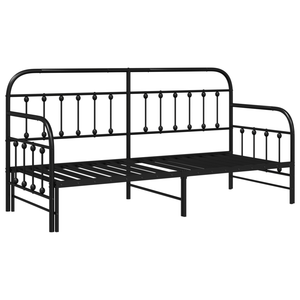 Struttura per Letto Giorno con Letto Estraibile  Nera 75x190 cm in Acciaio