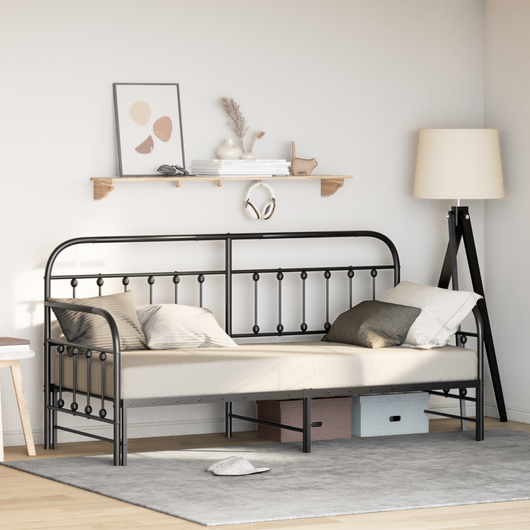 Struttura per Letto Giorno con Letto Estraibile  Nera 75x190 cm in Acciaio