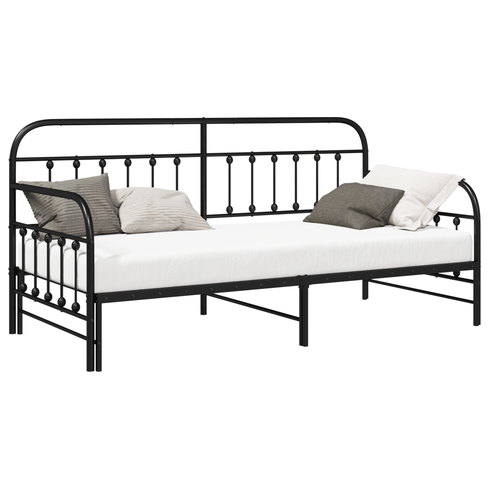Struttura Letto Giornaliero con Letto Estraibile Nero 90x190 cm Acciaio