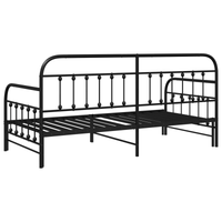 Struttura Letto Daybed con Letto Estraibile Nero 90x200 cm Acciaio