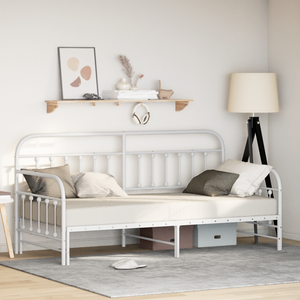 Struttura Letto Daybed con Letto Estraibile Bianco 100x200 cm in Acciaio