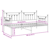 Struttura del letto giorno Nera 100x190 cm in Acciaio