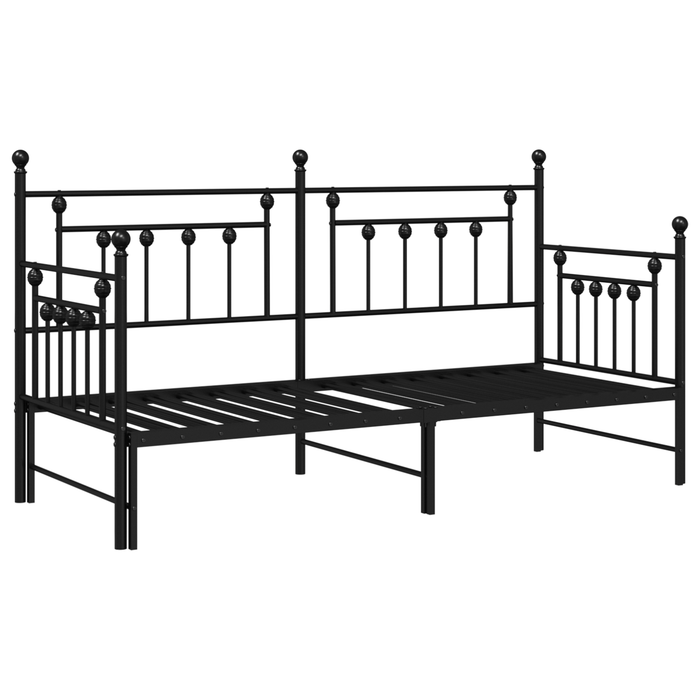 Letto a giorno con lettino estraibile Nero 75x190 cm Acciaio