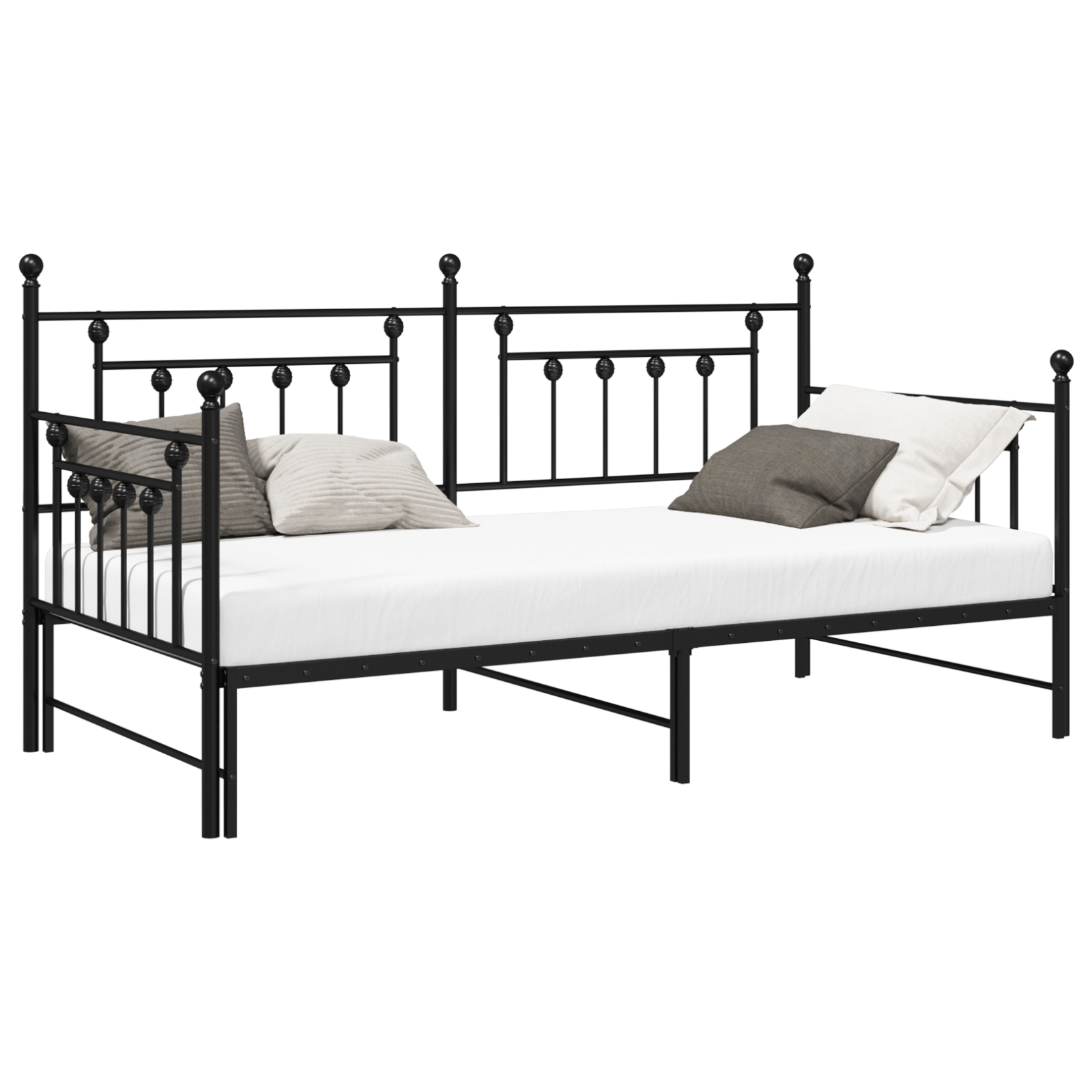 Struttura letto daybed con letto estraibile nera 100x190 cm in acciaio