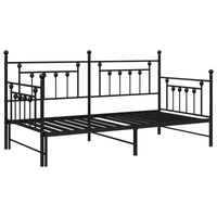 Struttura Letto Giorno con Letto Estraibile Nera 107x203 cm Acciaio