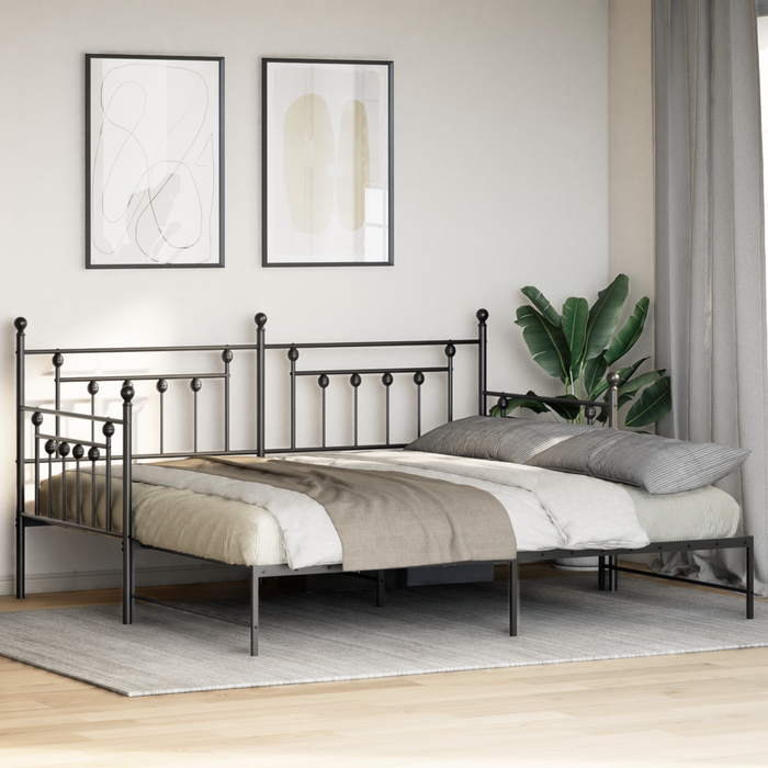 Struttura Letto Giorno con Letto Estraibile Nera 107x203 cm Acciaio
