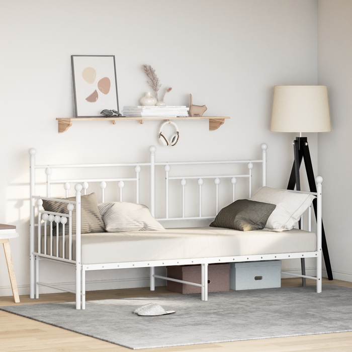 Letto Daybed con Trundle Bianco 80x200 cm in Acciaio