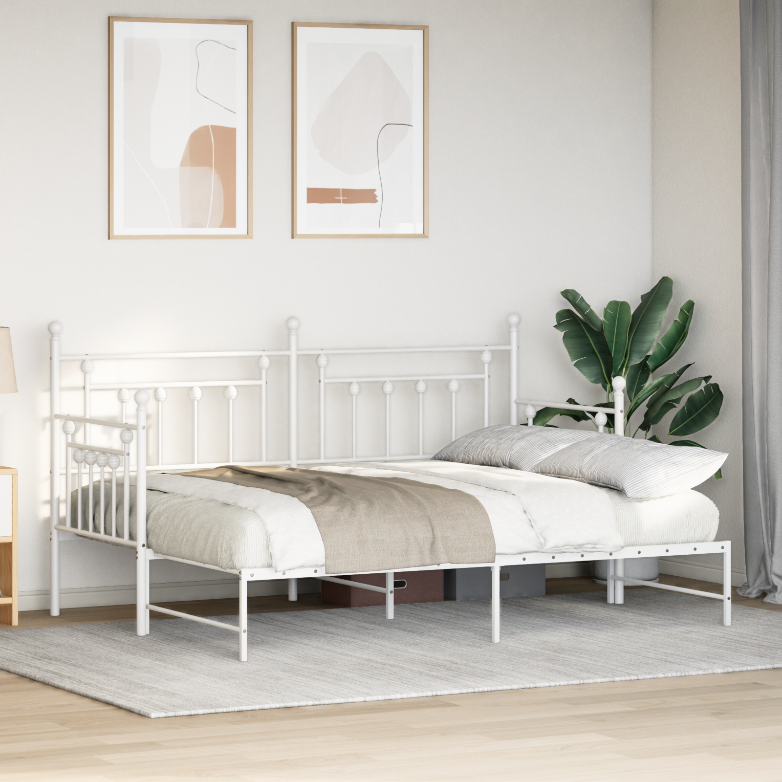 Letto Daybed con Trundle Bianco 80x200 cm in Acciaio