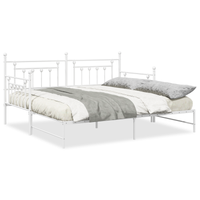 Struttura Letto Daybed con Letto Estraibile Bianco 100x190 cm Acciaio