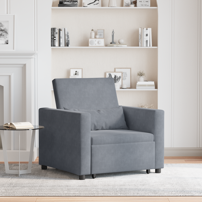 Poltrona Divano Letto 3 in 1 Convertibile Grigio Scuro Velluto