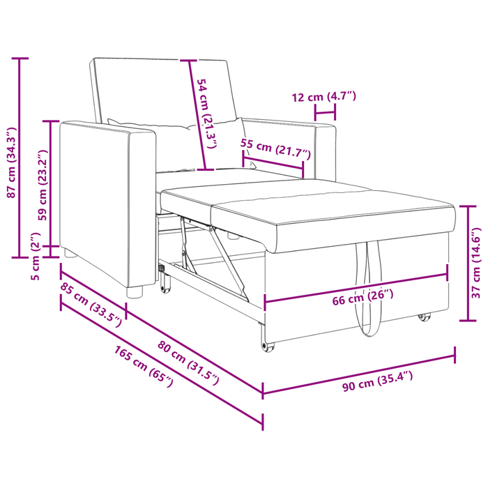 Poltrona Divano Letto 3 in 1 Convertibile Grigio Scuro Velluto