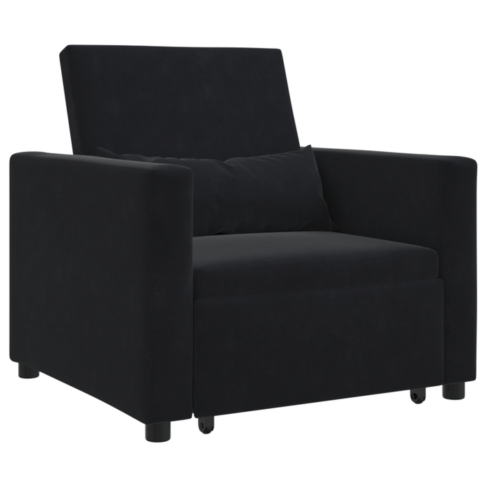 Divano Letto Convertibile 3-in-1 in Velluto Nero