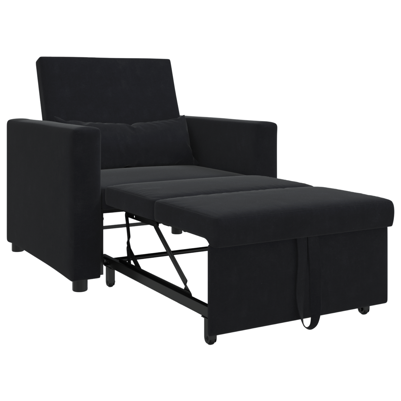 Divano Letto Convertibile 3-in-1 in Velluto Nero