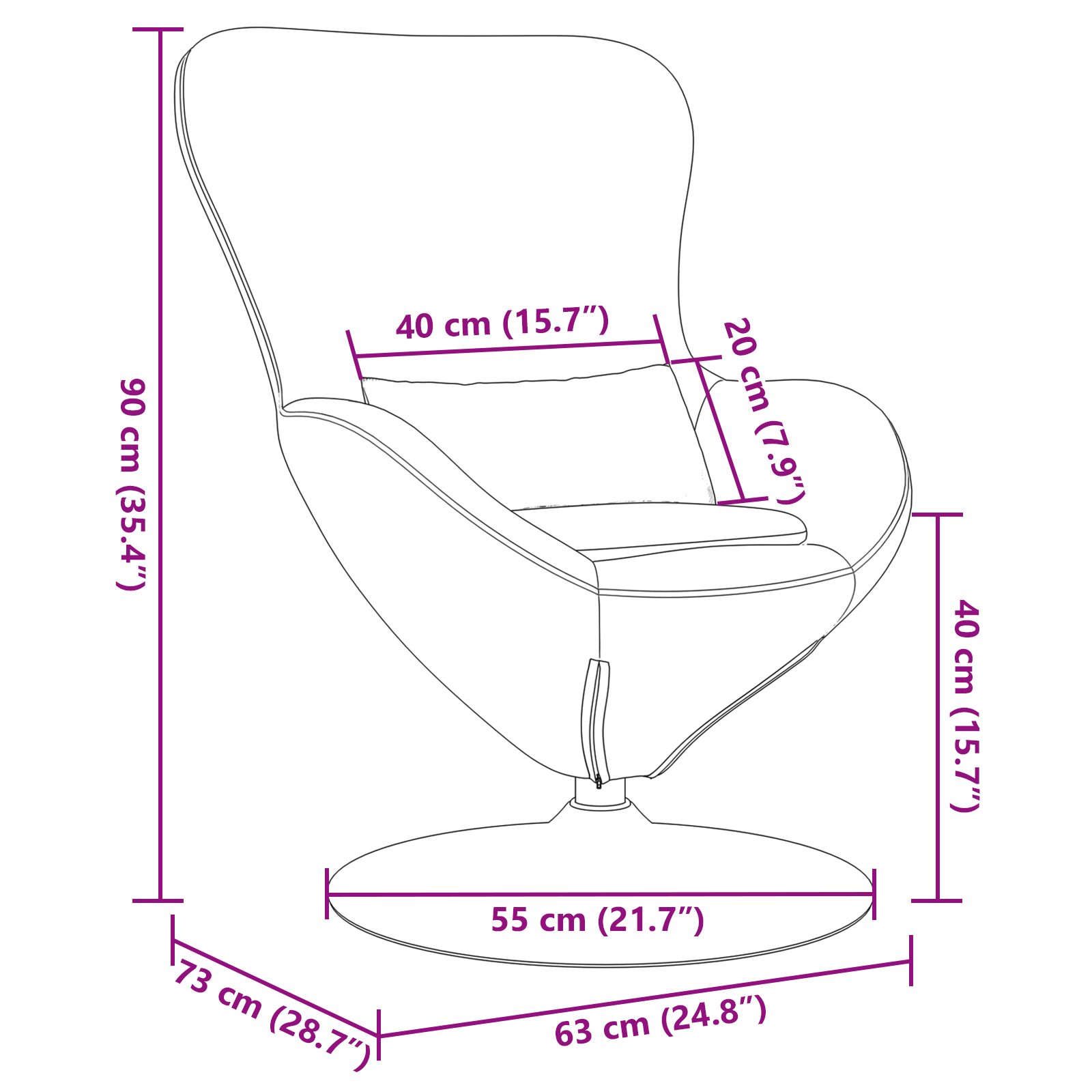 Chaise Egg  Rosso Vino in Velluto