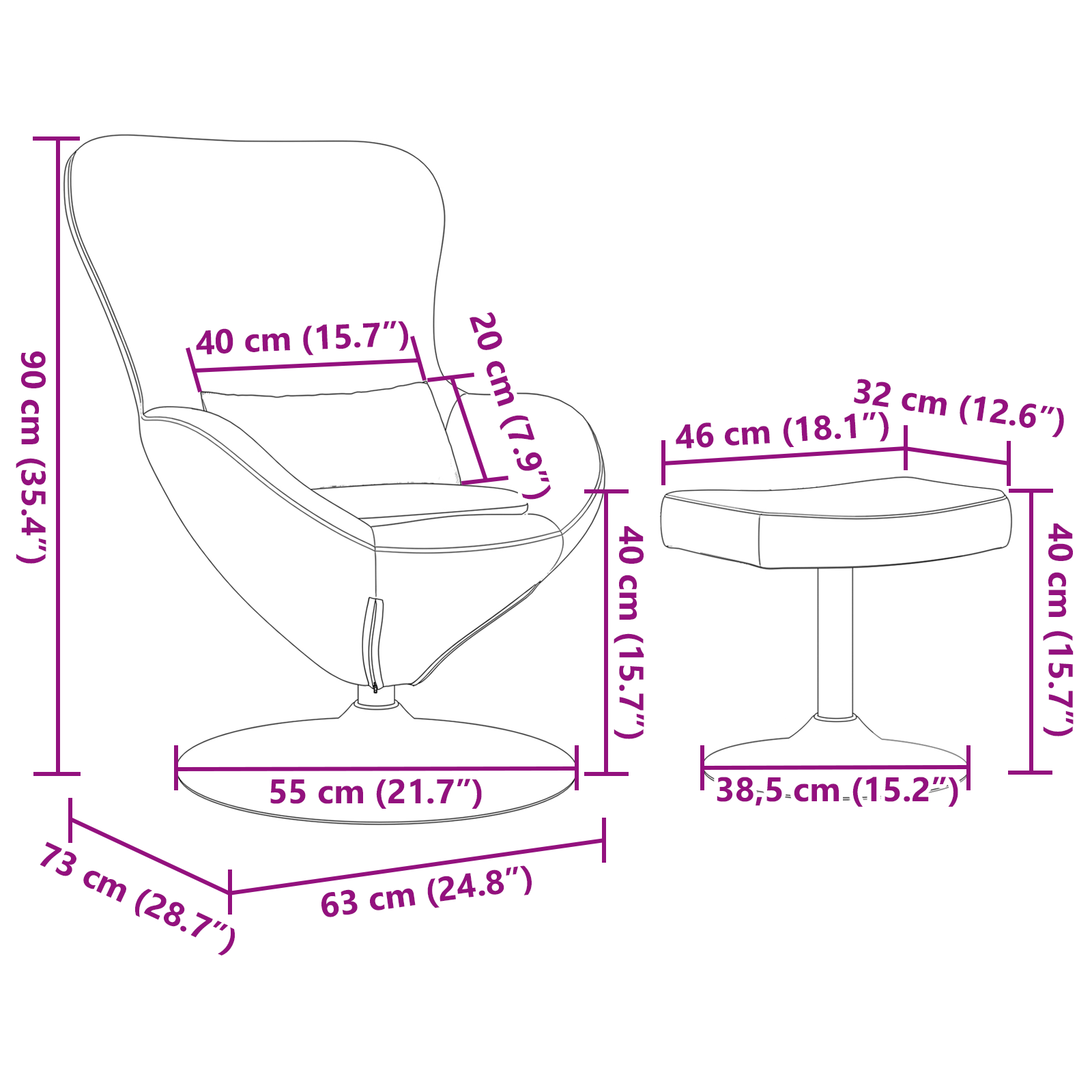 Poltrona a uovo  con poggiapiedi in velluto verde chiaro