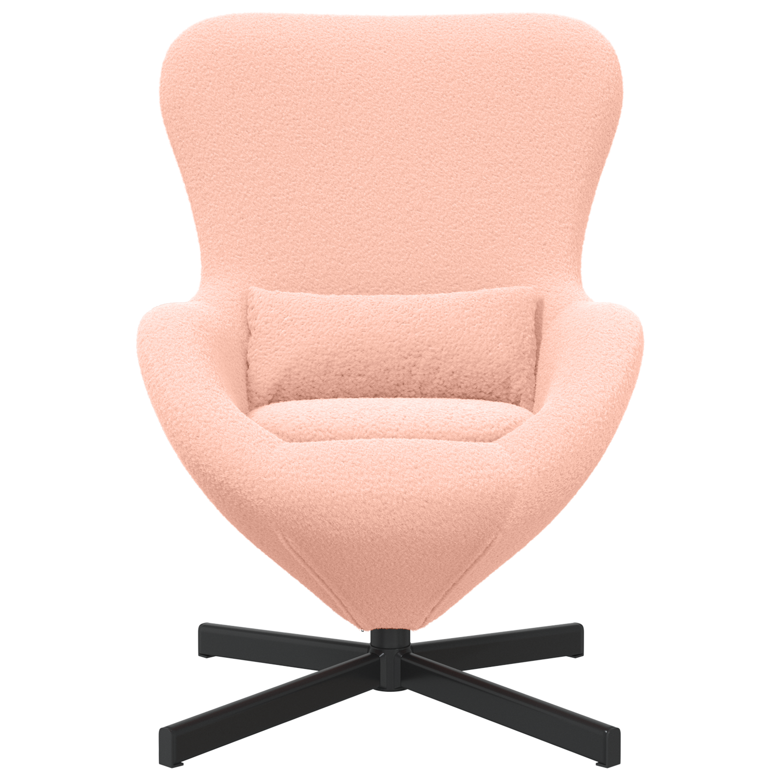 Poltrona a Uovo  Rosa in Tessuto Simile alla Lana Riccia