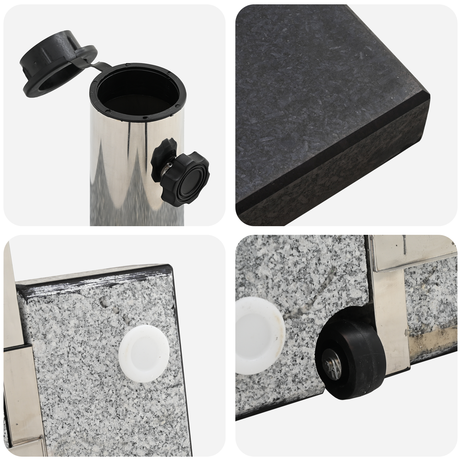 Base Ombrellone con Maniglia Granito Nero 29 kg Quadrata