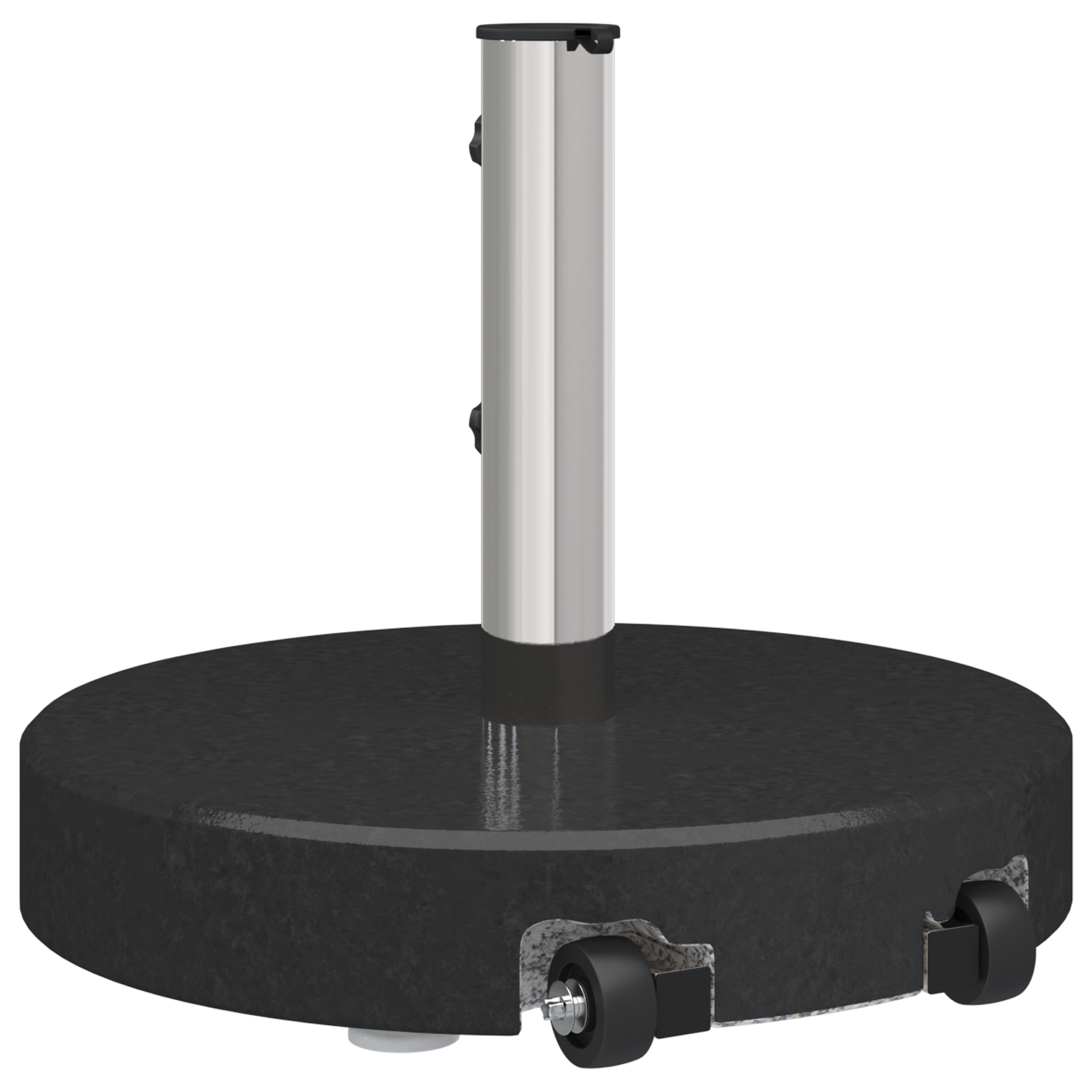 Base per Ombrello con Ruote con Maniglia Nero Granito 29 kg Rotonda