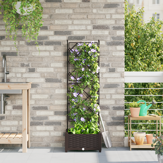 Piantana da Giardino  con Trellis Marrone 40x40x125,5 cm